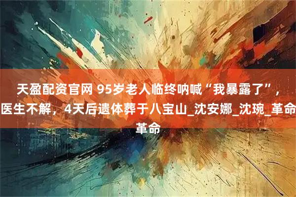 天盈配资官网 95岁老人临终呐喊“我暴露了”,医生不解,4天后遗体葬于八宝山_沈安娜_沈琬_革命