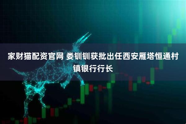 家财猫配资官网 娄钏钏获批出任西安雁塔恒通村镇银行行长
